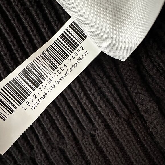 Quince 100% Cotton Ribbed Black Oversized Cardigan MEDIUM - Picture 7 of 7